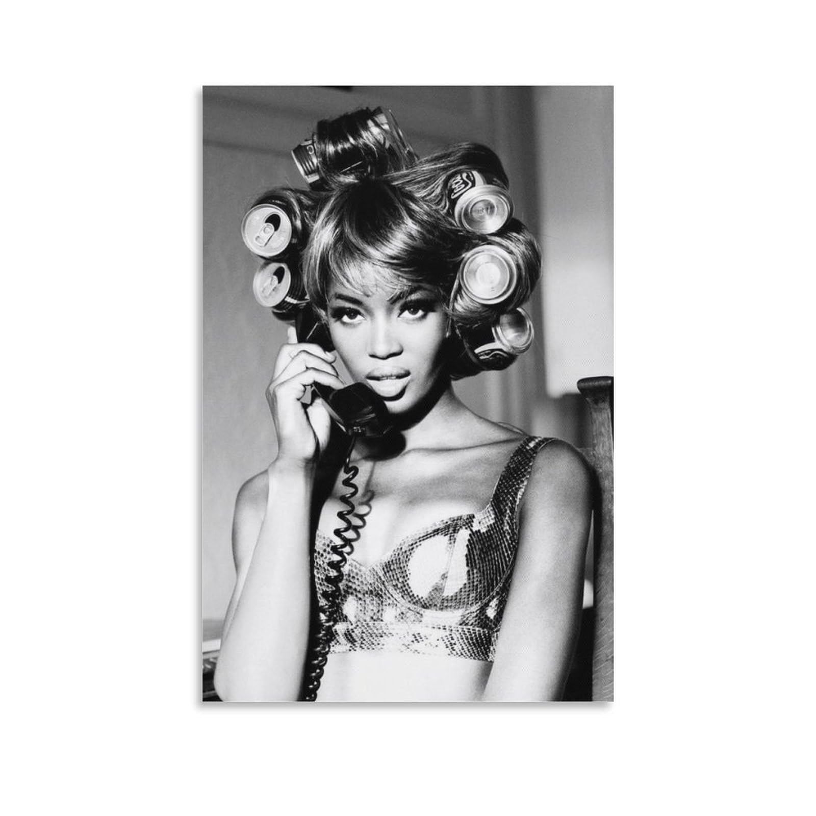 Naomi Campbell Black And White Poster Canvas Wall Art Poster