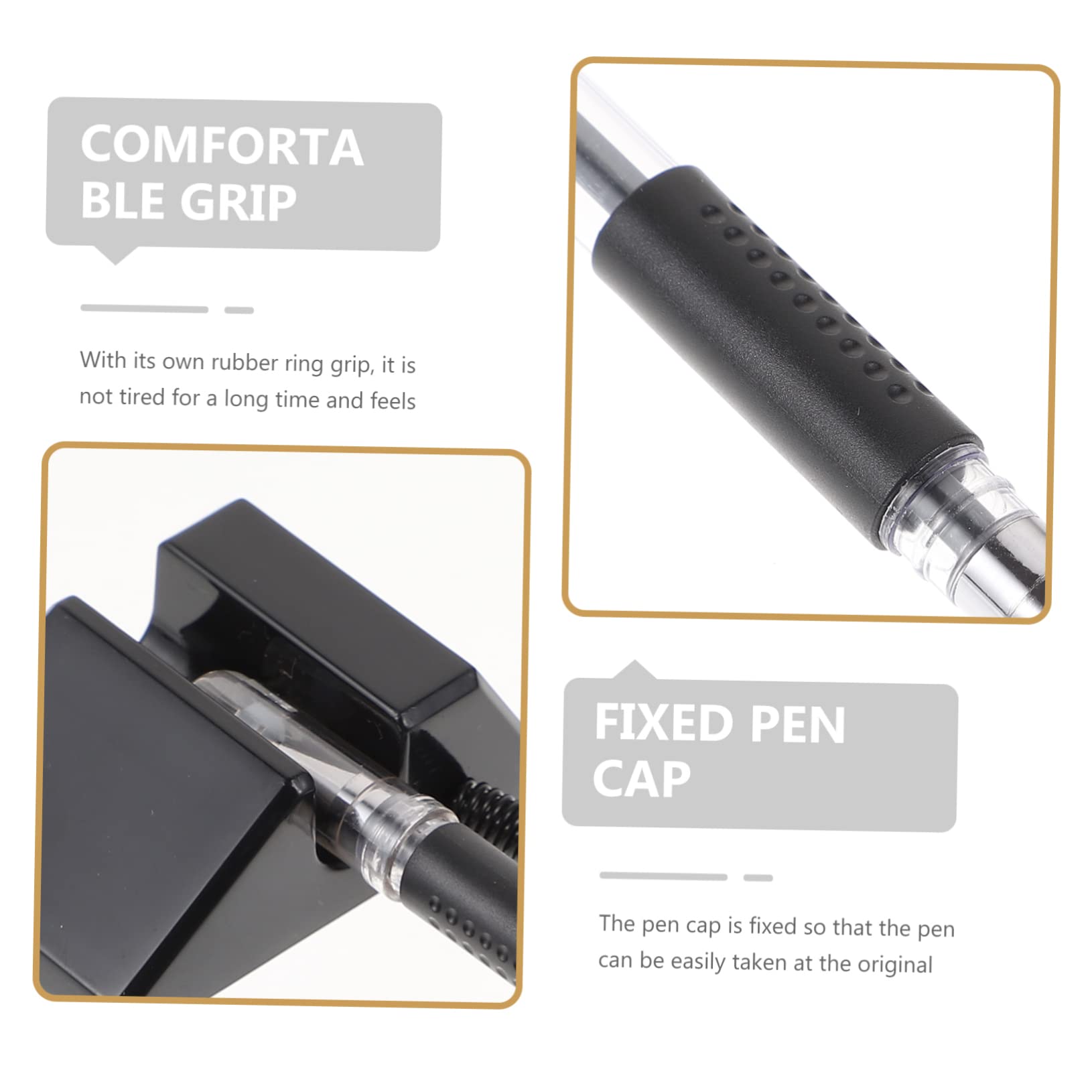 VILLCASE 15pezzi Penne Tavolo Pratiche Base Penne Gel Resistenti Macchie Per Ufficio Nero