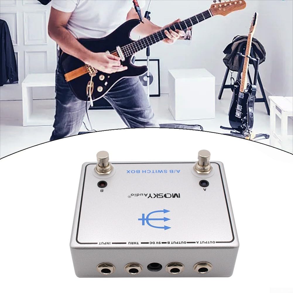 AB Switch Box gitarowy efektów sygnałowych router do dwóch ścieżek wzmacniacza metalowa obudowa 90 x 120 mm