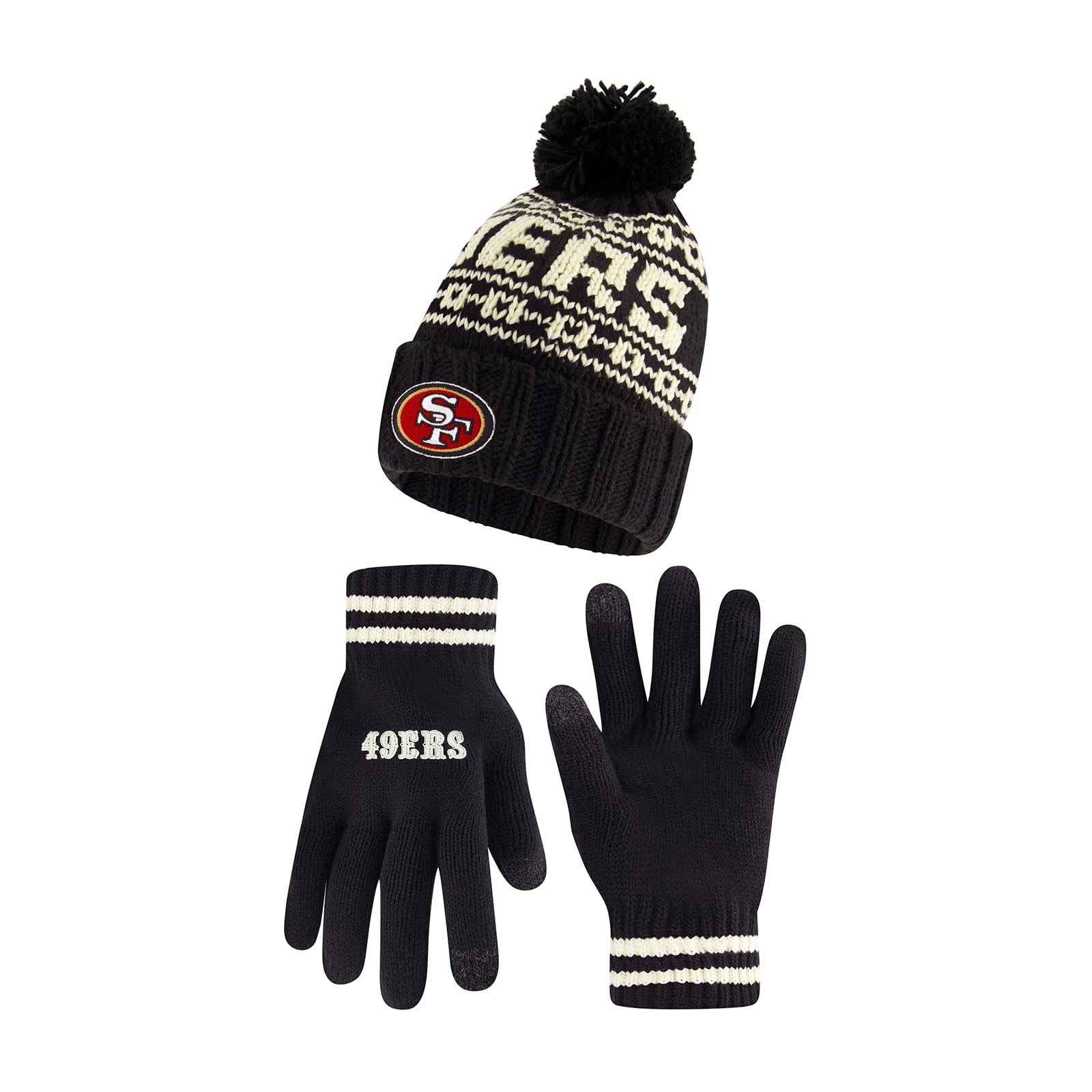 Ultra Game Youth NFL Official Super Soft Cable Knit Winter Beanie Knit Hat with Extra Warm Touch Screen Gloves
