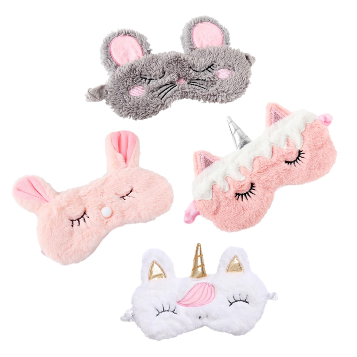 Healeved 12pièces Masque De Sommeil Peluche Forme De Lapin Et Licorne De Cache-yeux Kawaii Pour Voyage Sieste Et Anniversaire