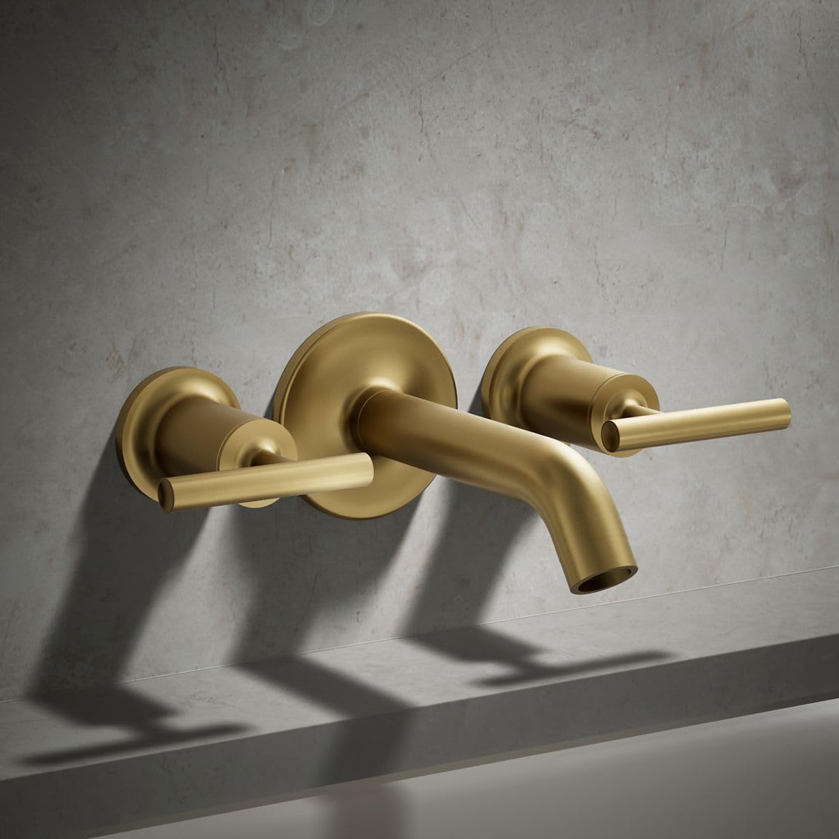 Kohler T14429-4-2MB Purist Deck- or Wall-Mount High-Flow Bath Trim with Lever Handles, Handles Only, Valve Not Included, Vibrant Brushed Moderne Brass