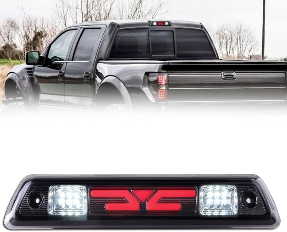 2 in 1 LED Third Brake Light for Fo-rd F150 2009-2014, with High Mount Stop Light & Cargo Lamp, 3rd Brake Light Smoked Rear Cab LED Brake Light, F150 Accessories