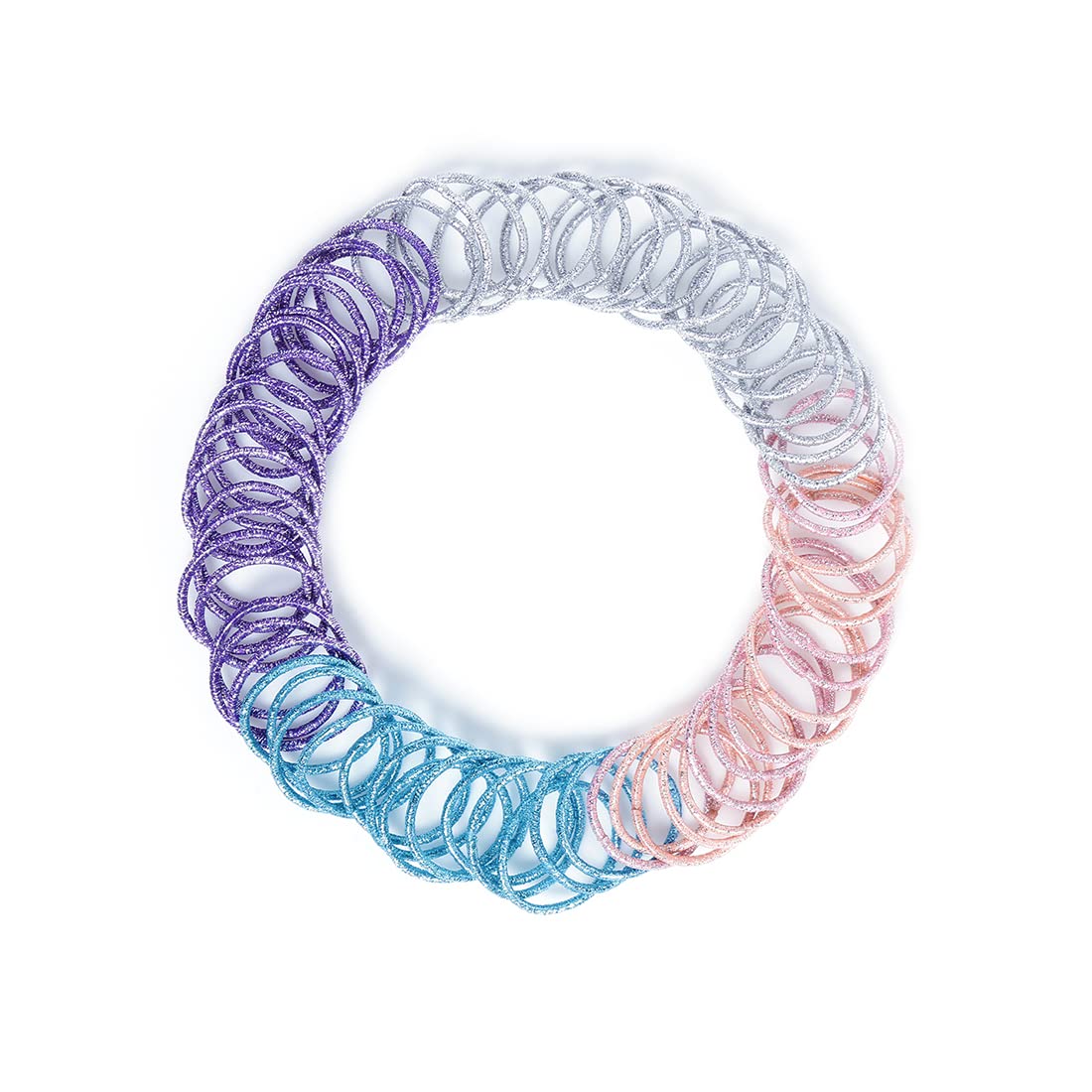 100 Pcs Glitter Hair Rubber Bands Set with Tin Box