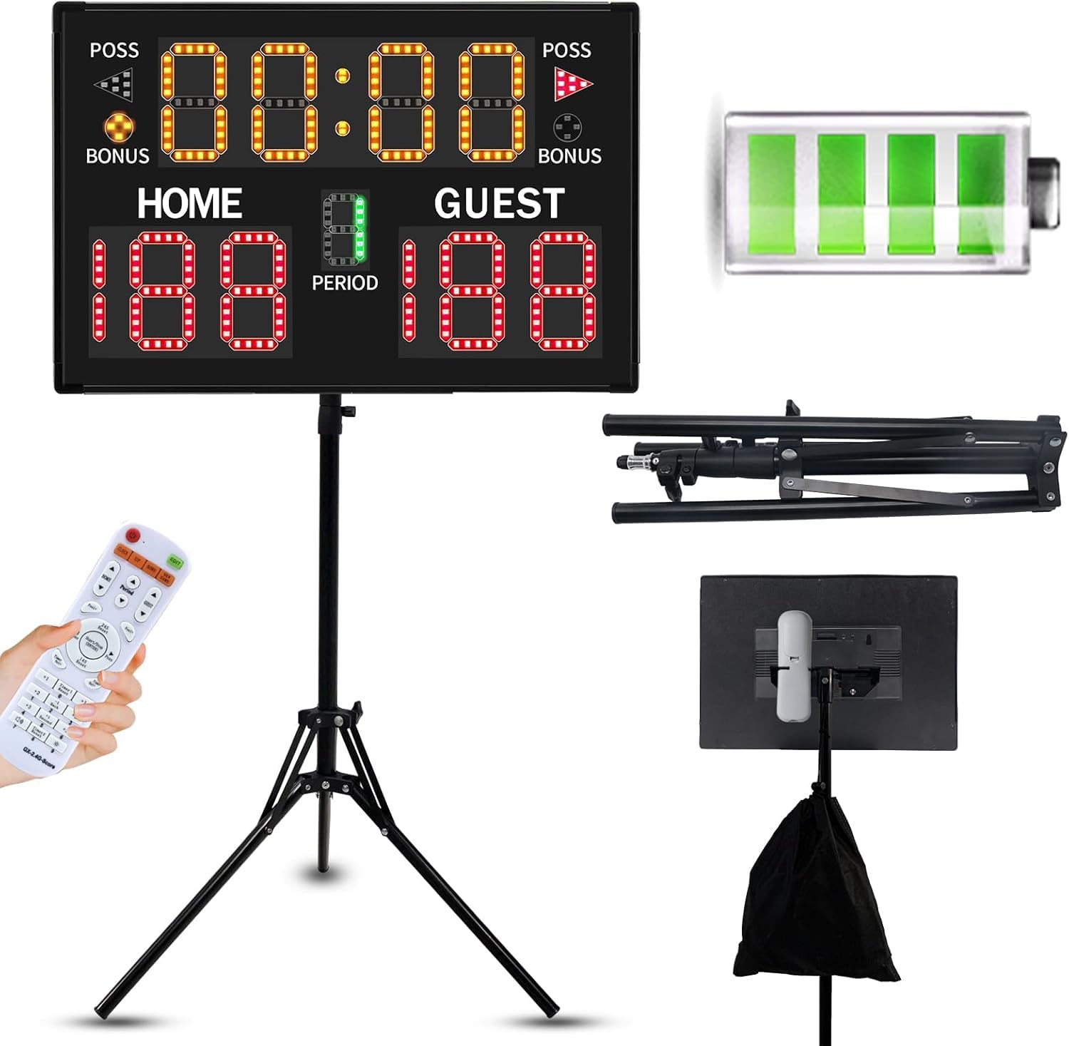 LUCKY TIME Electronic Basketball Scoreboard with Buzzer, Digital Scoreboard with Remote,Portable Score Keeper Battery Powered Score Board for Sports Games