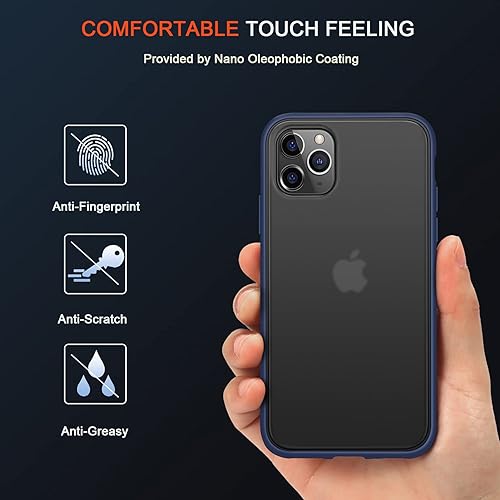 Miniatura 2 de TENDLIN Funda compatible con iPhone 11 Pro Max, translúcida mate, parte trasera dura con parachoques de silicona suave, cómoda funda (azul)