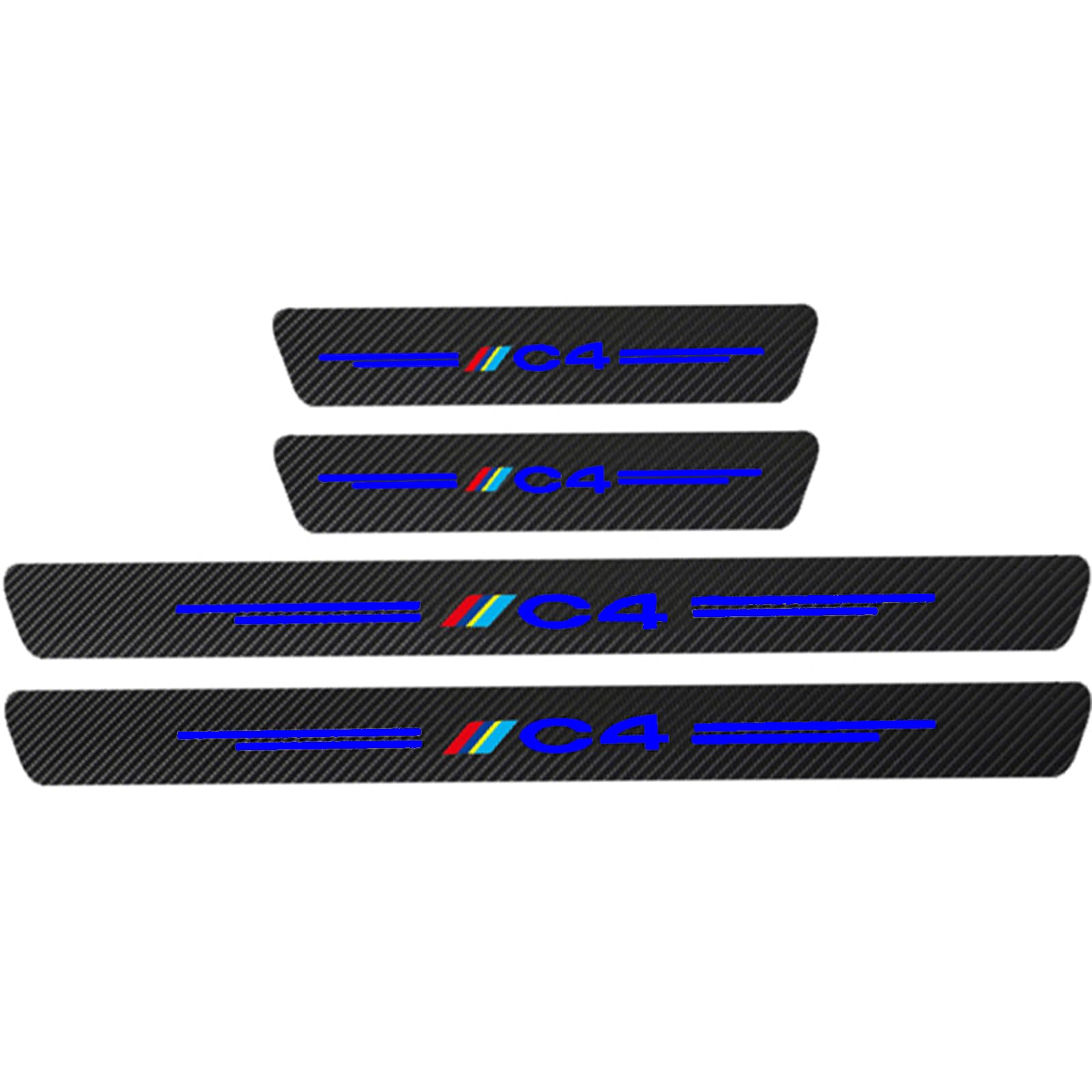 KAFMZEP Car Door Sill Protector for Citroen C4 4PCS Car Door Sill Scuff Plate Carbon Fiber Stickers Accessories,Blue