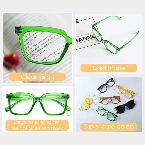 Miniatura 4 de Eyekepper Gafas de lectura cuadradas para mujeres lectoras de marco grande, color verde +4.00