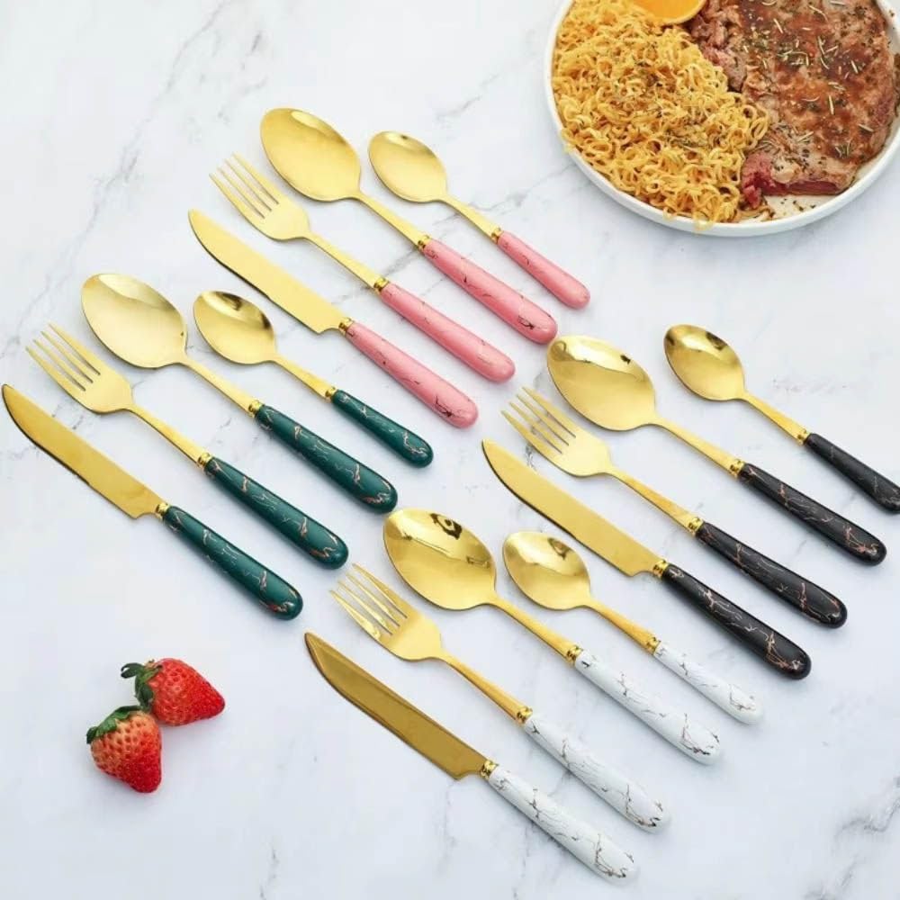 Set Di Posate In Acciaio Inossidabile Da 24 Pezzi, Set Di Utensili Da Tavola Lucidati A Specchio, Coltello con Manico In Ceramica, Forchetta E Cucchiaio, per Ristorante Domestico Black