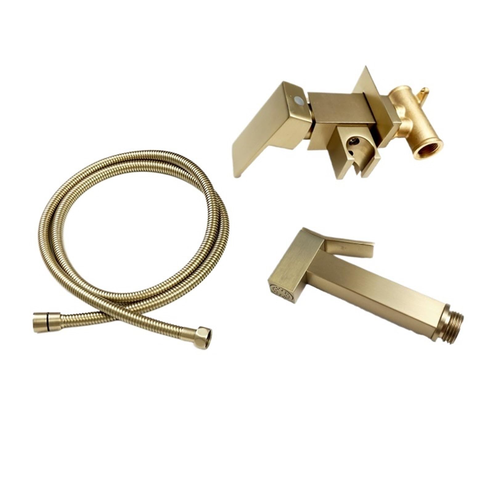 ZYCHSJXA Black Gold Hot and Cold Mixer Bidet Spray Handheld Bathroom Toilet Shower Shattaf Portable Sprayer Jet with Tap Faucet(Gold Whole Set)
