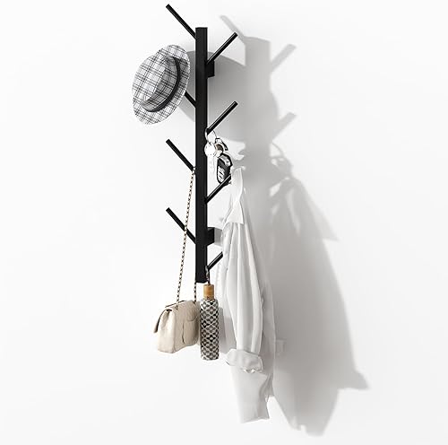 GHWIE Perchero montado en la pared con 8 ganchos, perchero para pared, árbol de abrigo para ropa, adecuado para sala de estar, dormitorio, entrada,