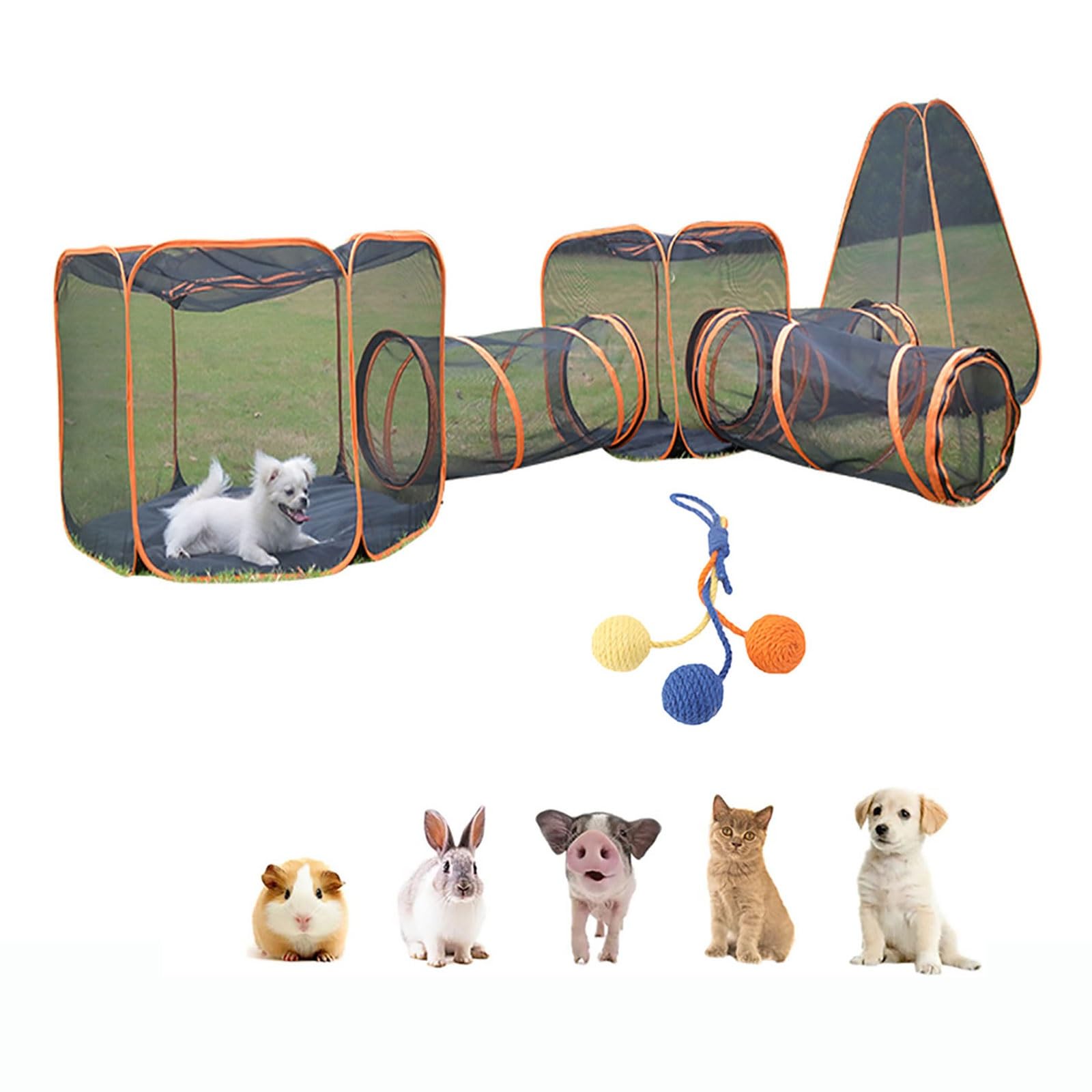 Tunnel pour Chat 6 en 1, Tente Pliable pour Chat, Jouets pour Tunnel de Jeu pour Animaux de Compagnie, enclos extérieurs pour Chat, Tunnel d'épissure Gratuit, Tunnel de Jouet interactif pour