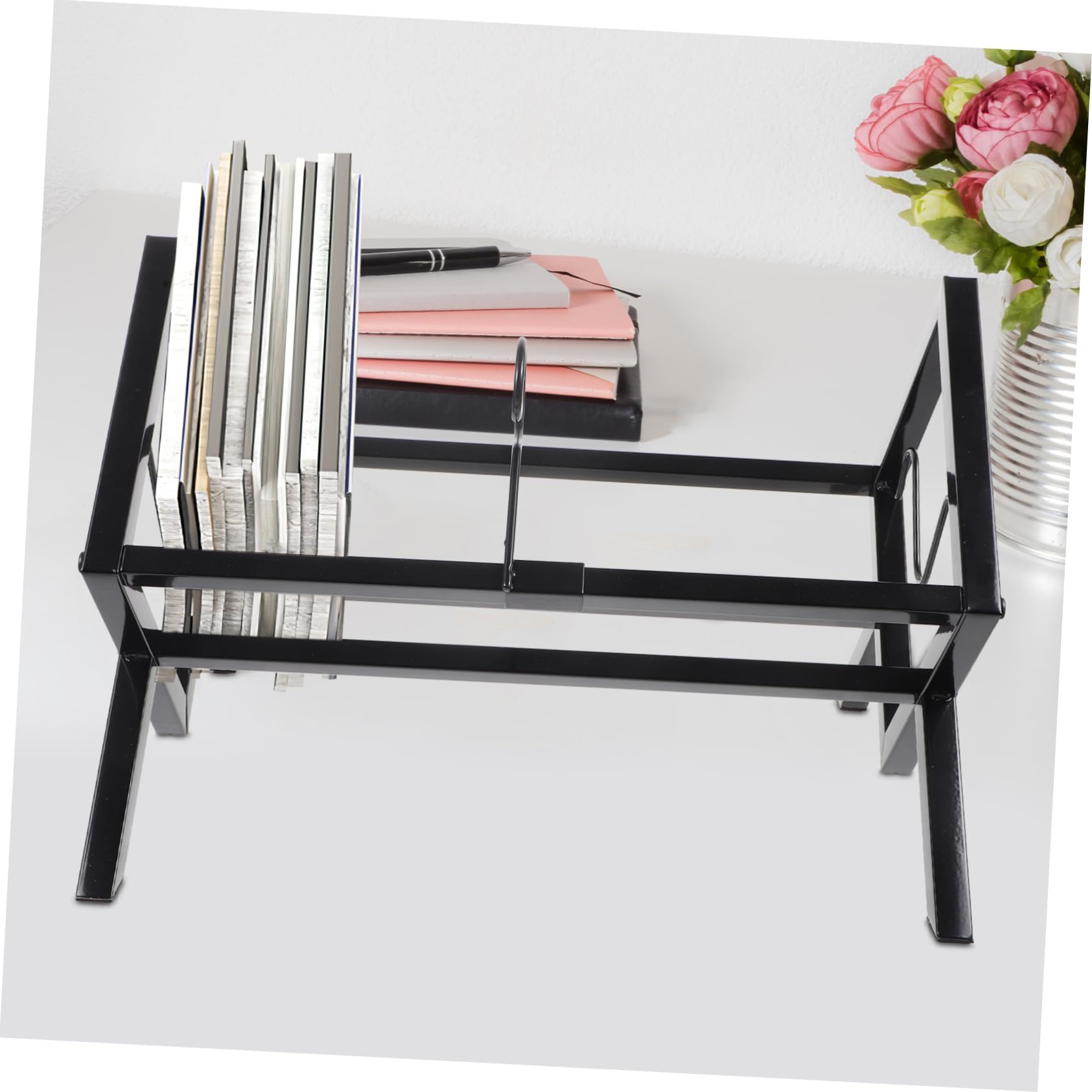 Scaffale per Dischi in Vinile Nero in Metallo, Organizer da Tavolo | Grande Capacità, per Negozio e Casa, Supporto Smontabile per CD e Album, Struttura da Esposizione Ordinata