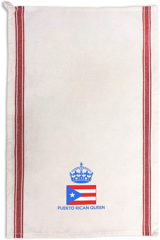 Custom Decor Kitchen Towels Puerto Rican Queen Crown Countries Countries Queen Cleaning Supplies Dish Towels Red Stripe Design Only