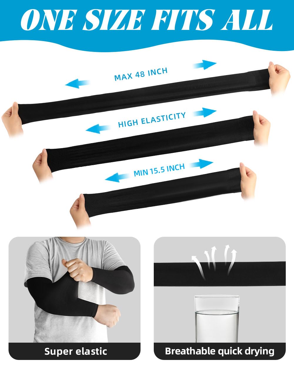 BHYTAKI Manchons de compression rafraîchissants pour homme et femme, protection solaire UPF50 UV pour le travail, le sport, le tatouage