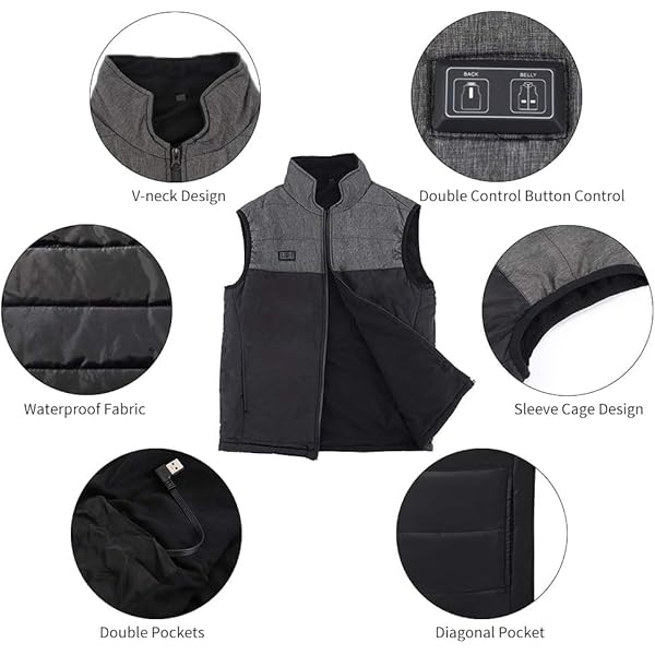 SKYSPER - Chaleco calefactor para hombre y mujer, con carga USB con guantes de invierno, 3 temperaturas regulables, 4 zonas de calefacción, chaleco cálido para camping, senderismo, actividades al aire