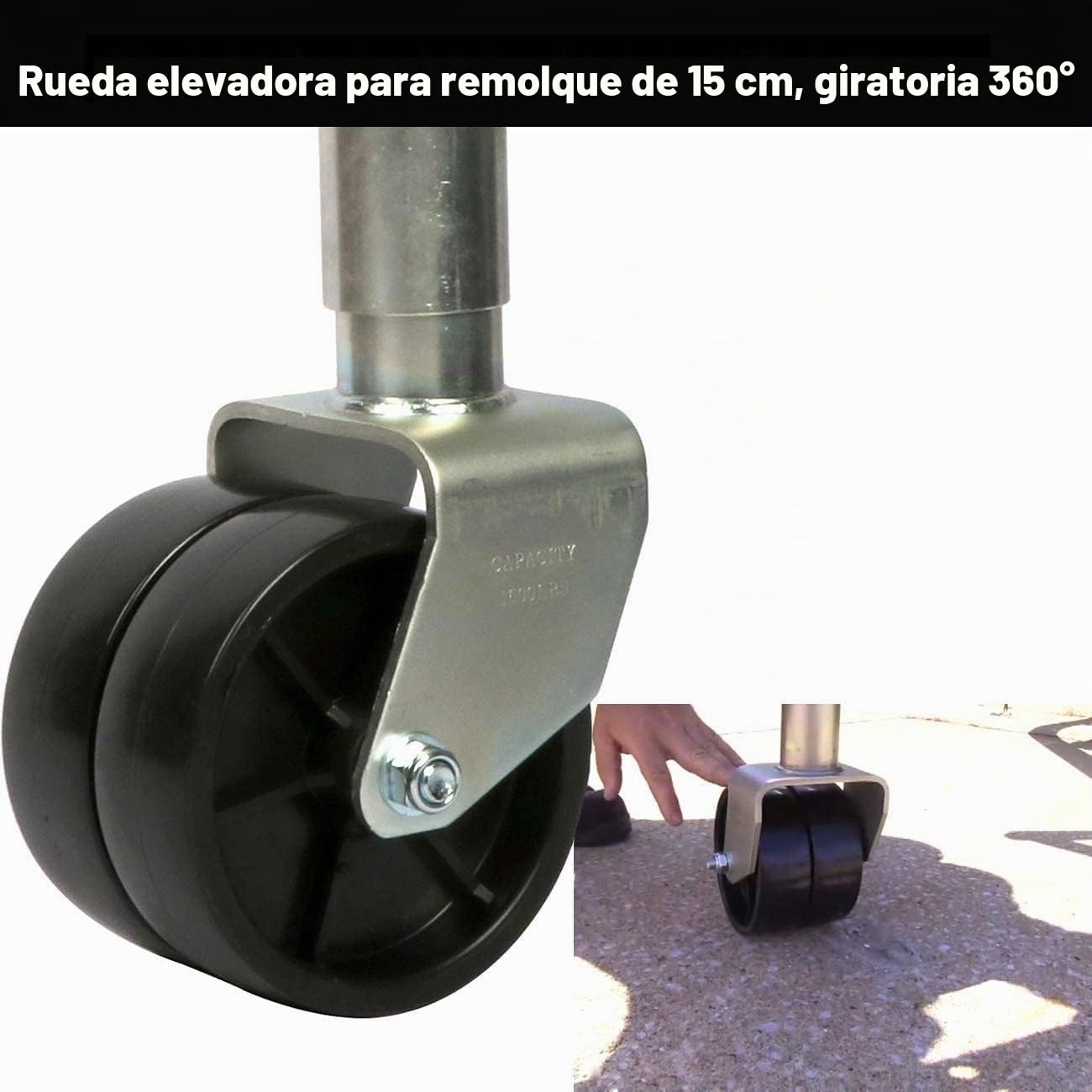 Ruedas de apoyo para remolque, 680 kg, 6 pulgadas, plegable, para coche, rueda de apoyo, capacidad de carga pesada, articulación giratoria, trailer, lengua, elevador automático, caravana, rueda de