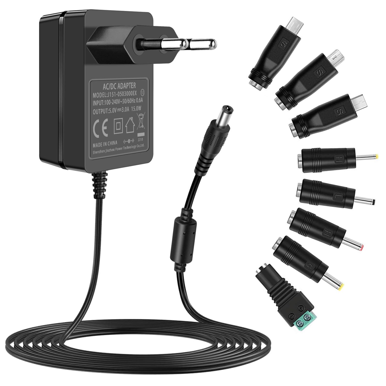 Alimentatore 5V 2A EU Per TV Box Android - Spinotto 5.5x2.1mm, Cavo 90cm, LED Indicatore - Foto 6