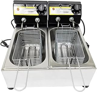 Fritadeira elétrica 2 cubas industrial com oleo 5 litros 1500w