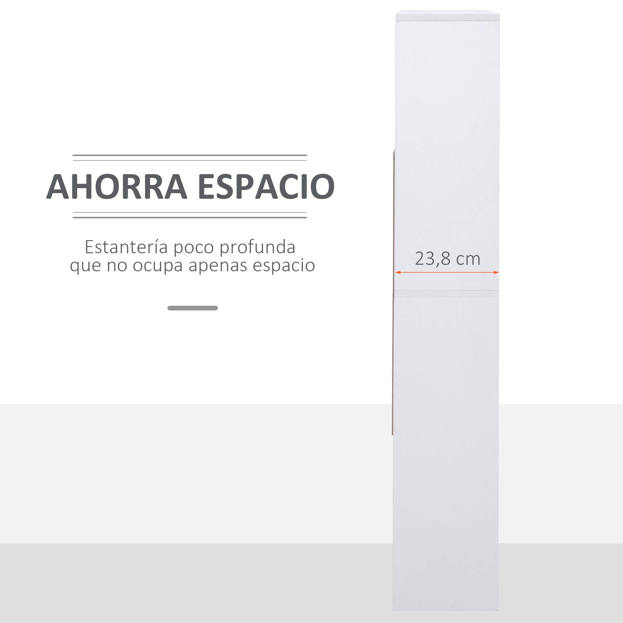 HOMCOM Estantería Librería 4 Niveles Estantes 100x23,8x140 cm Blanco