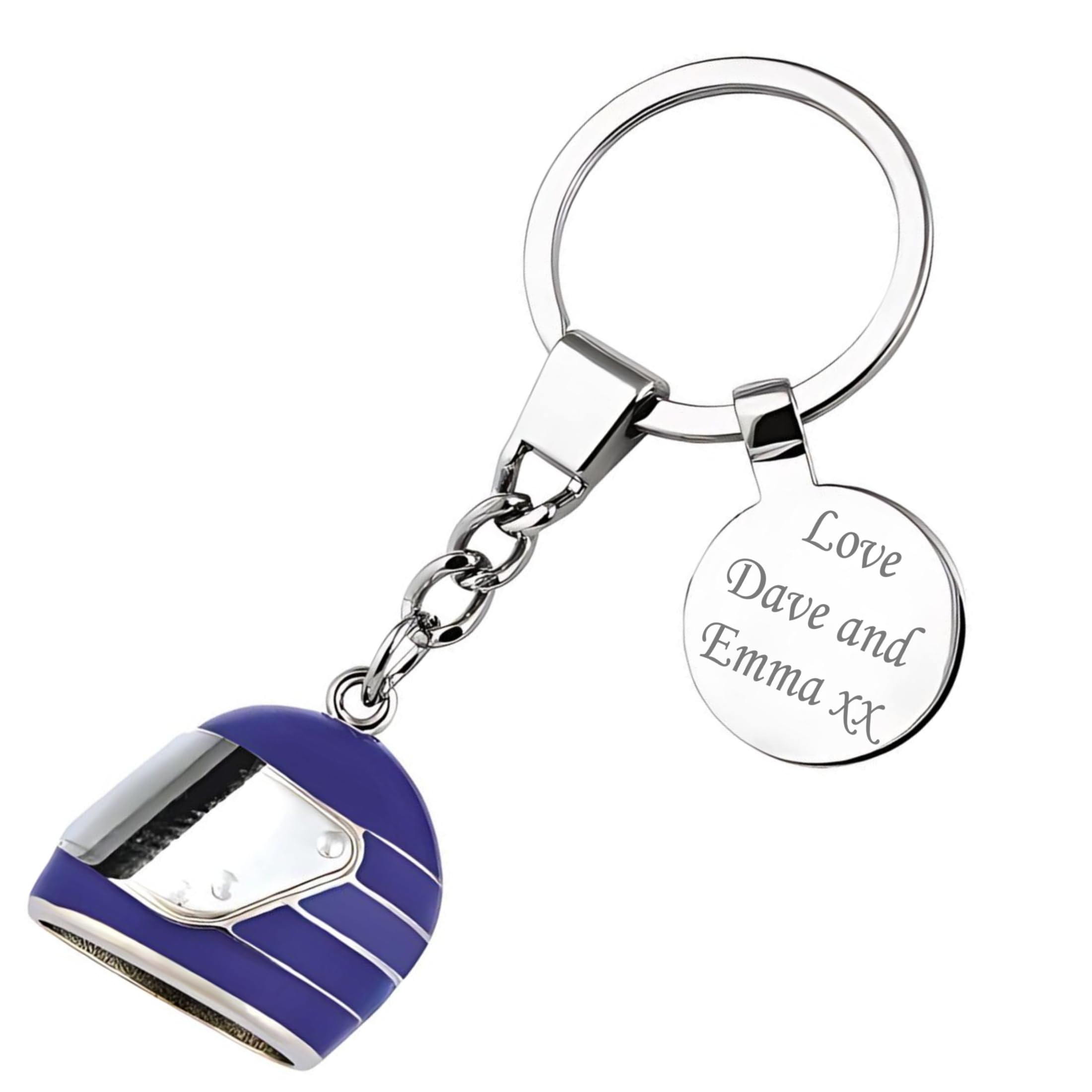 Eio Gifts Unisex Blue (Medium) Personalised Blue Motorbike/Motorcycle Helmet Keyring | Unique Gift For Bikers, New Drivers, Men And Women | Cool Keychain Accessories For Superbike, Mopeds, Keys And Bag | Boxed