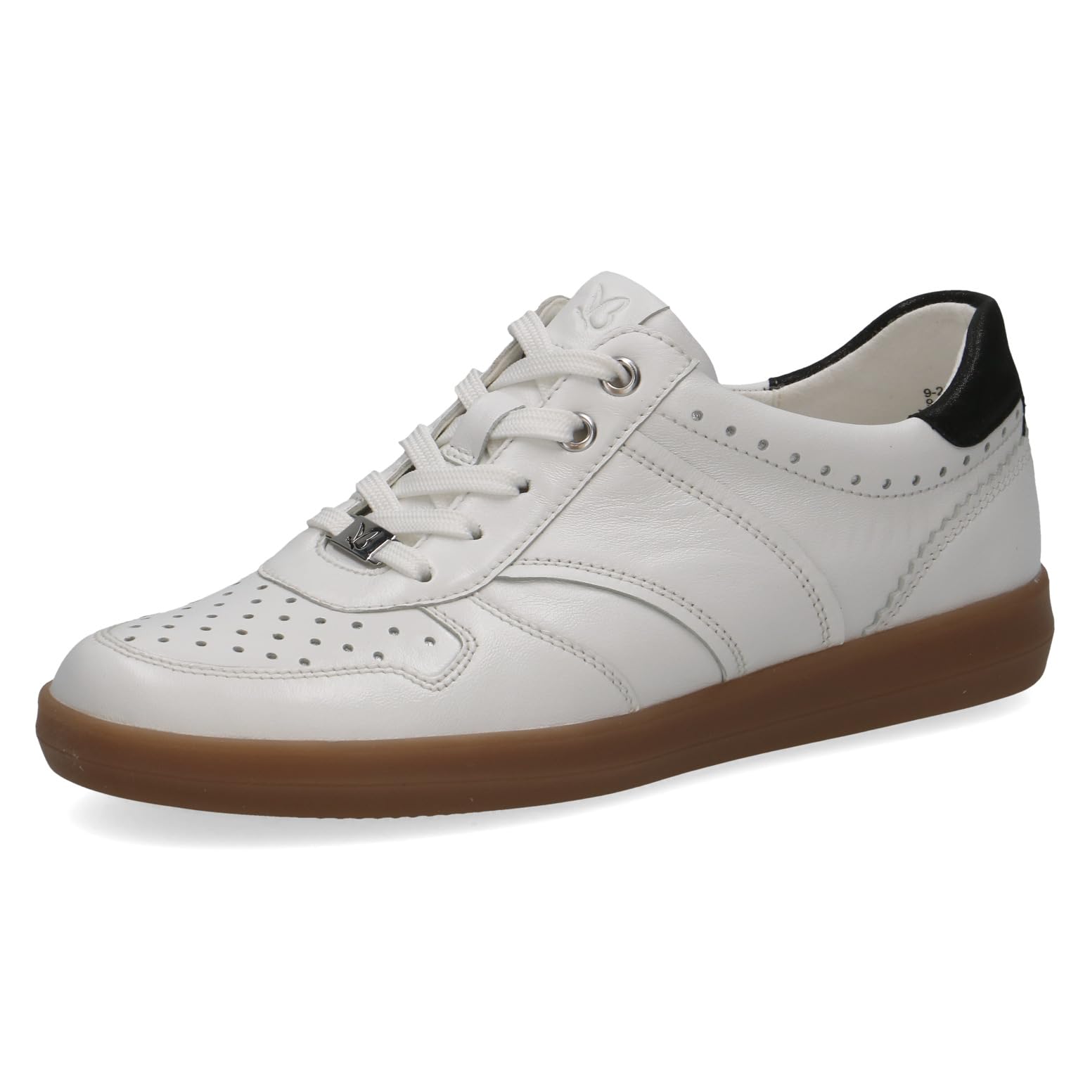CAPRICE Women's Flat Sneakers, White (White/Black), 4.5 UK