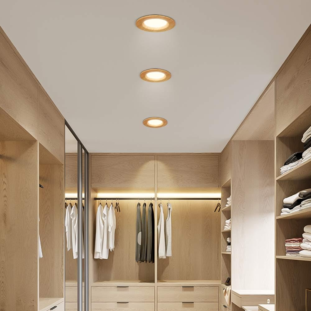 Confezione da 11 Faretti da Incasso Rotondi Color Legno Retrofit LED Kit di Illuminazione A Incasso LED Finitura con Deflettore in Alluminio per Uso Commerciale E Domestico