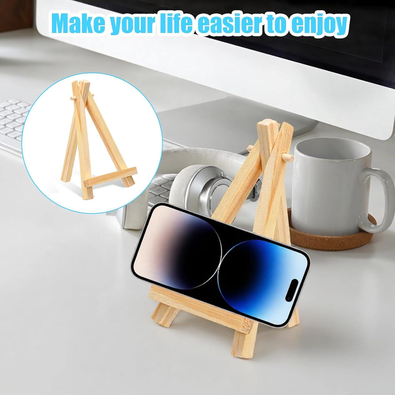 60 Pcs 5 Inch Wood Mini Easel, Art Craft Painting Small Display Easel Natural Wooden Tripod Holder Stand, A-Shaped Mini Wood Easels for Display Small Canvases Cards Photos DIY Crafts