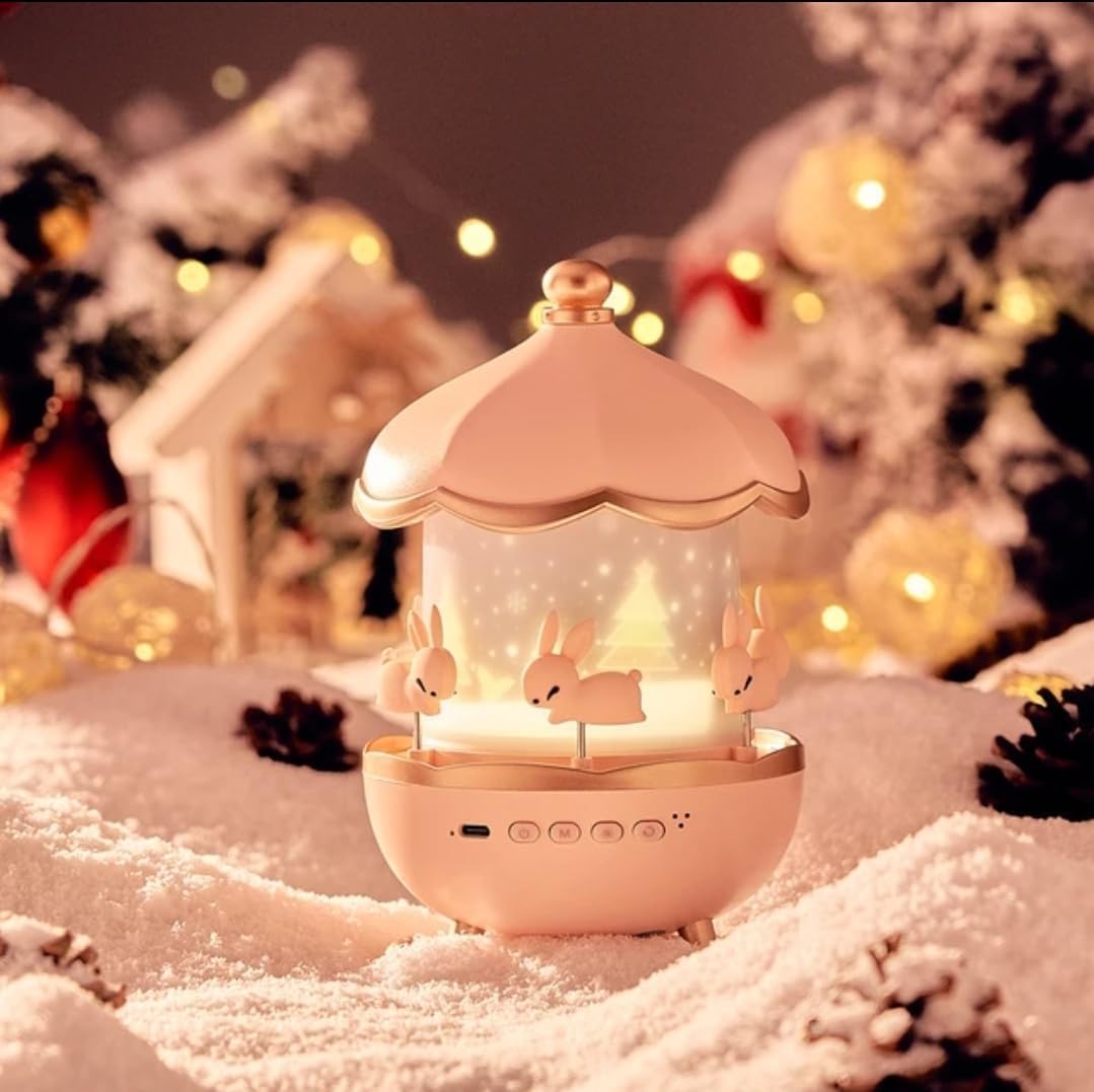 One94Store Night Light Rabbit Sky Projector for Kids – 360° Rotating Lamp with 6 Films, 5 Colours, 1200mAh Rechargeable Battery, Bedroom & Office Decor, Birthday Gift for Children