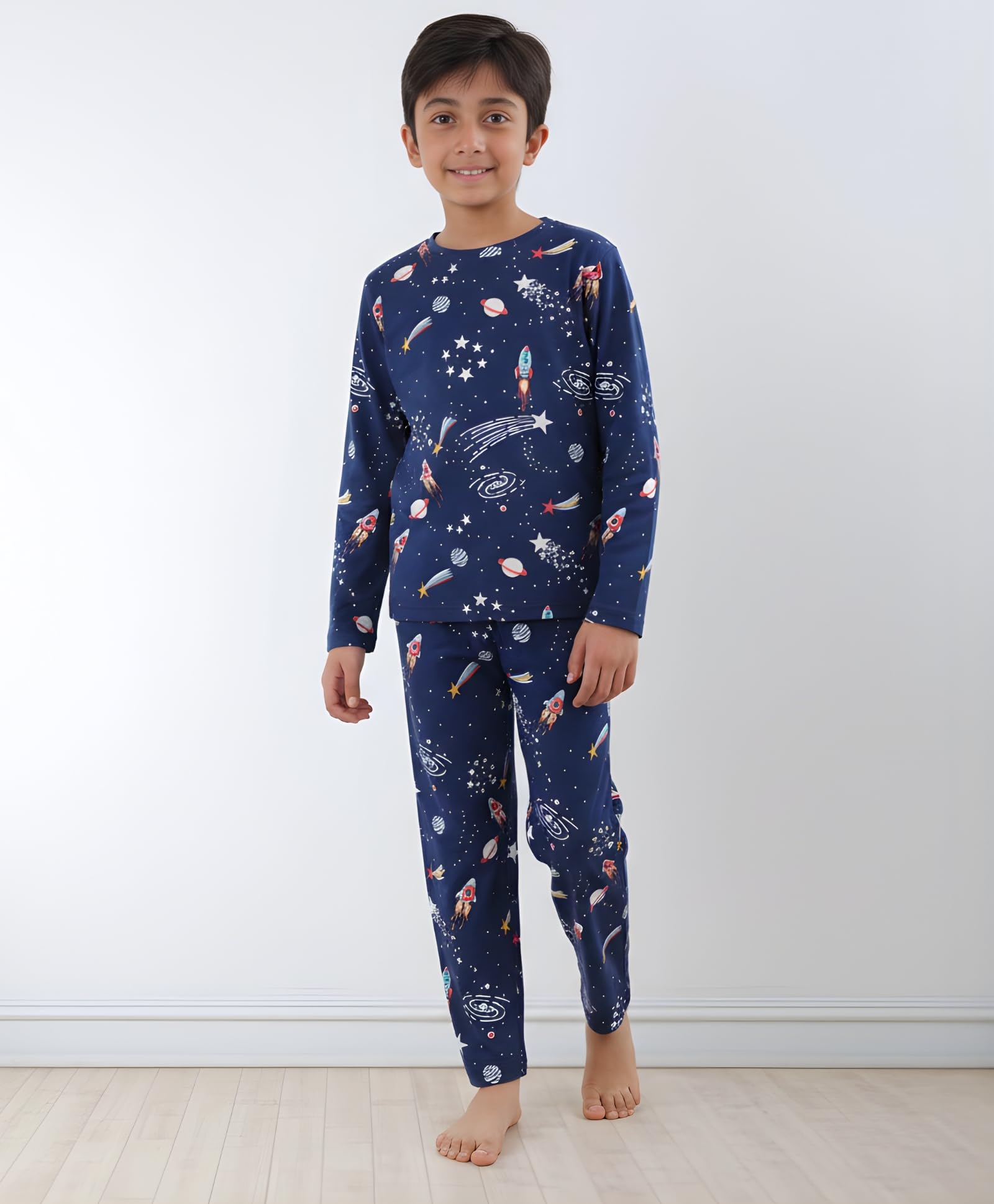 ANTHRILO Summer Solar System Dreams Long Sleeves Pyjama Set - Blue - Image 2 thumbnail