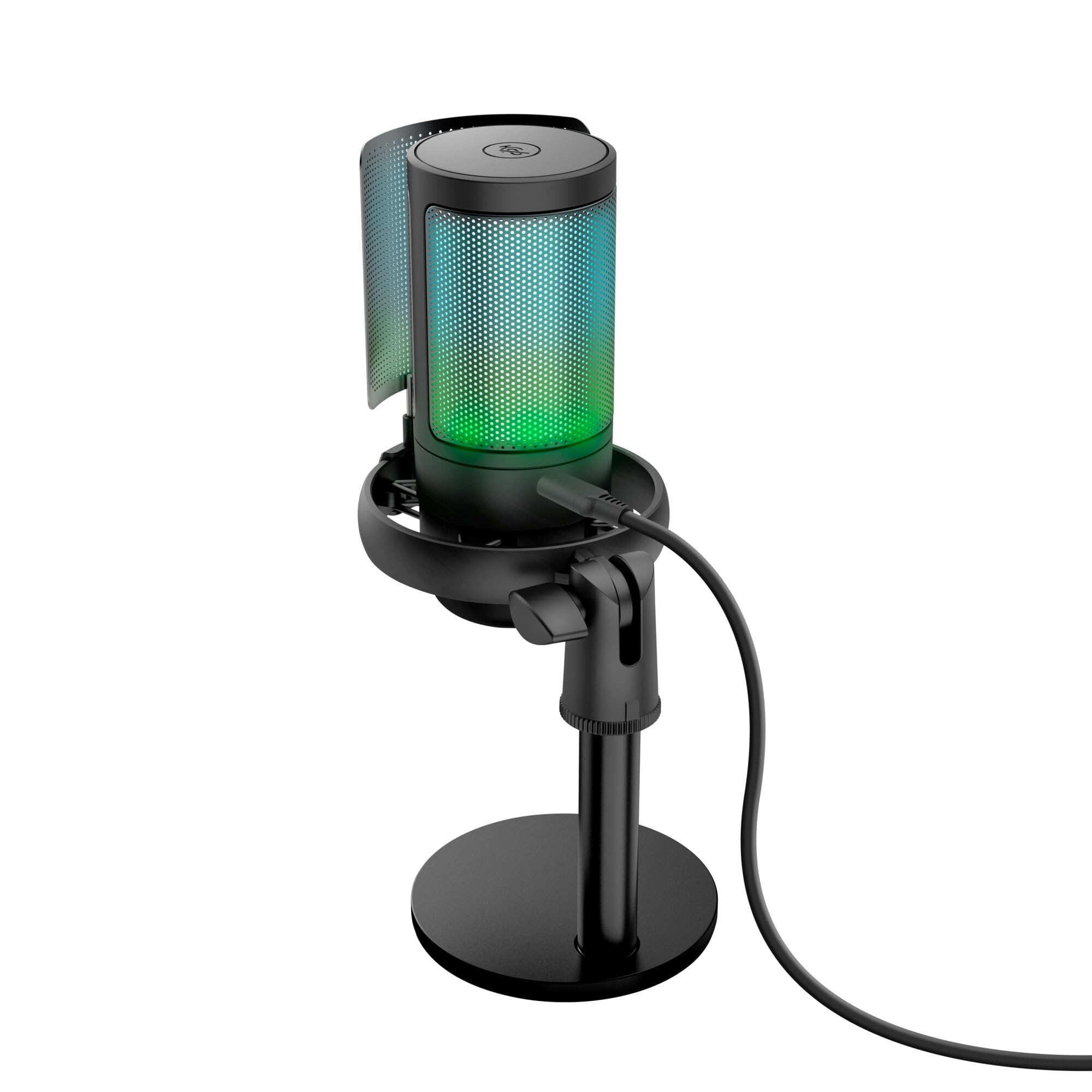 GXTrust 1238 Ruan Microfono USB con Supporto in Metallo, Shock-mount e Filtro Pop, Pattern Cardioide, Microfono Gaming USB per Podcast Youtube, ASMR, Streaming, Twitch, PC, PS4, PS5, Nero