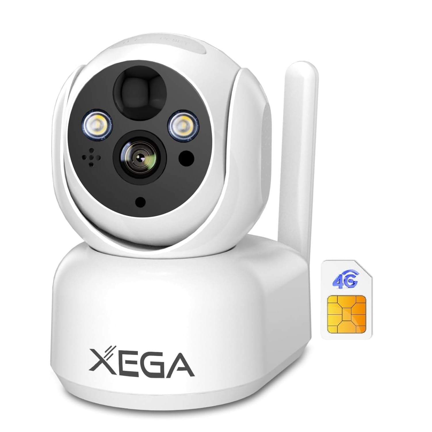 Front view of the Xega XG-10 camera showing the lens, sensors, and Xega logo.