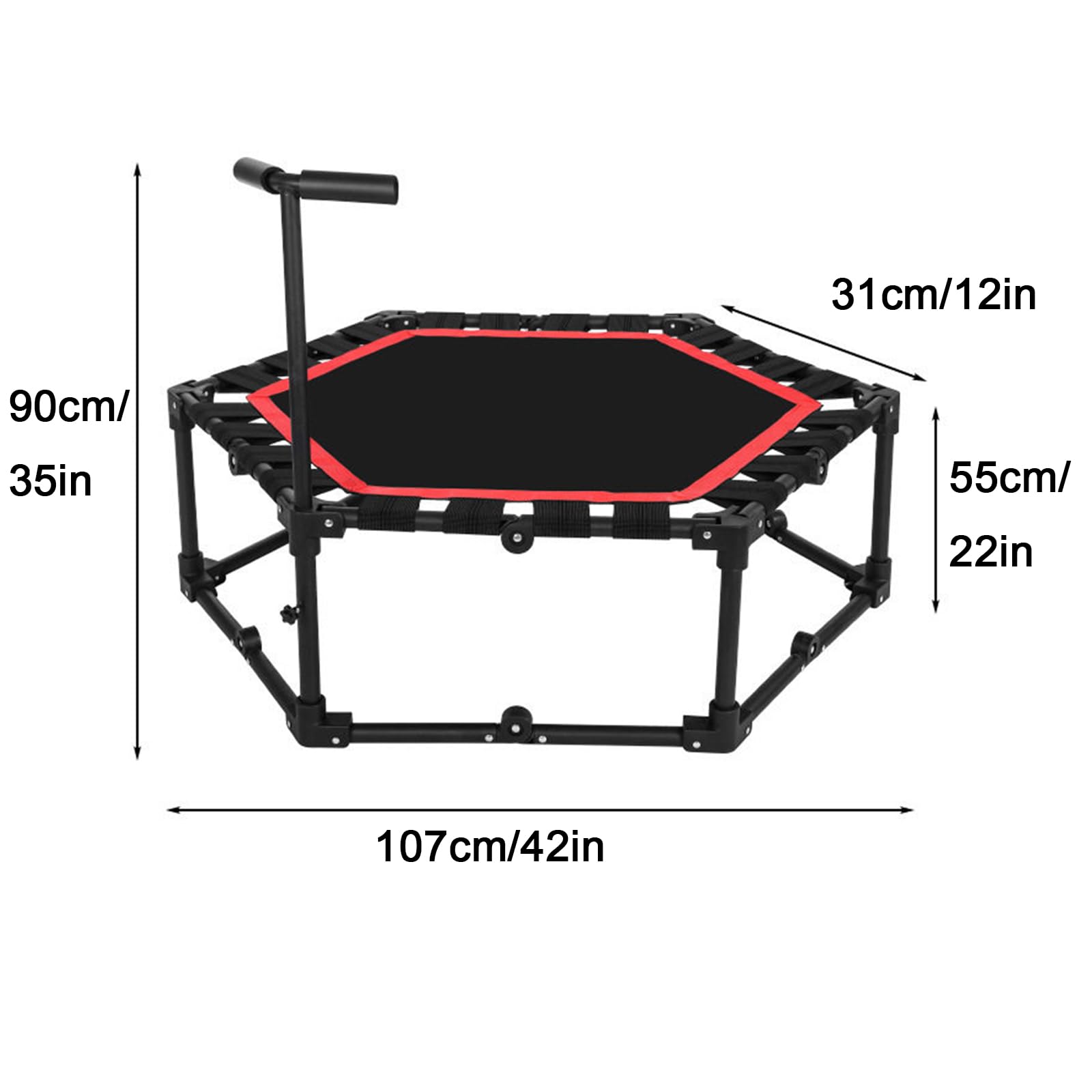 Składana Sześciokątna Trampolina Fitness Z Regulowaną Poręczą, Cichy Odbijacz Do Bungee, Udźwig 882 Funtów, Zajmująca Mało Miejsca Trampolina Do ćwiczeń Wewnątrz I Na Zewnątrz Do Domowej Siłowni