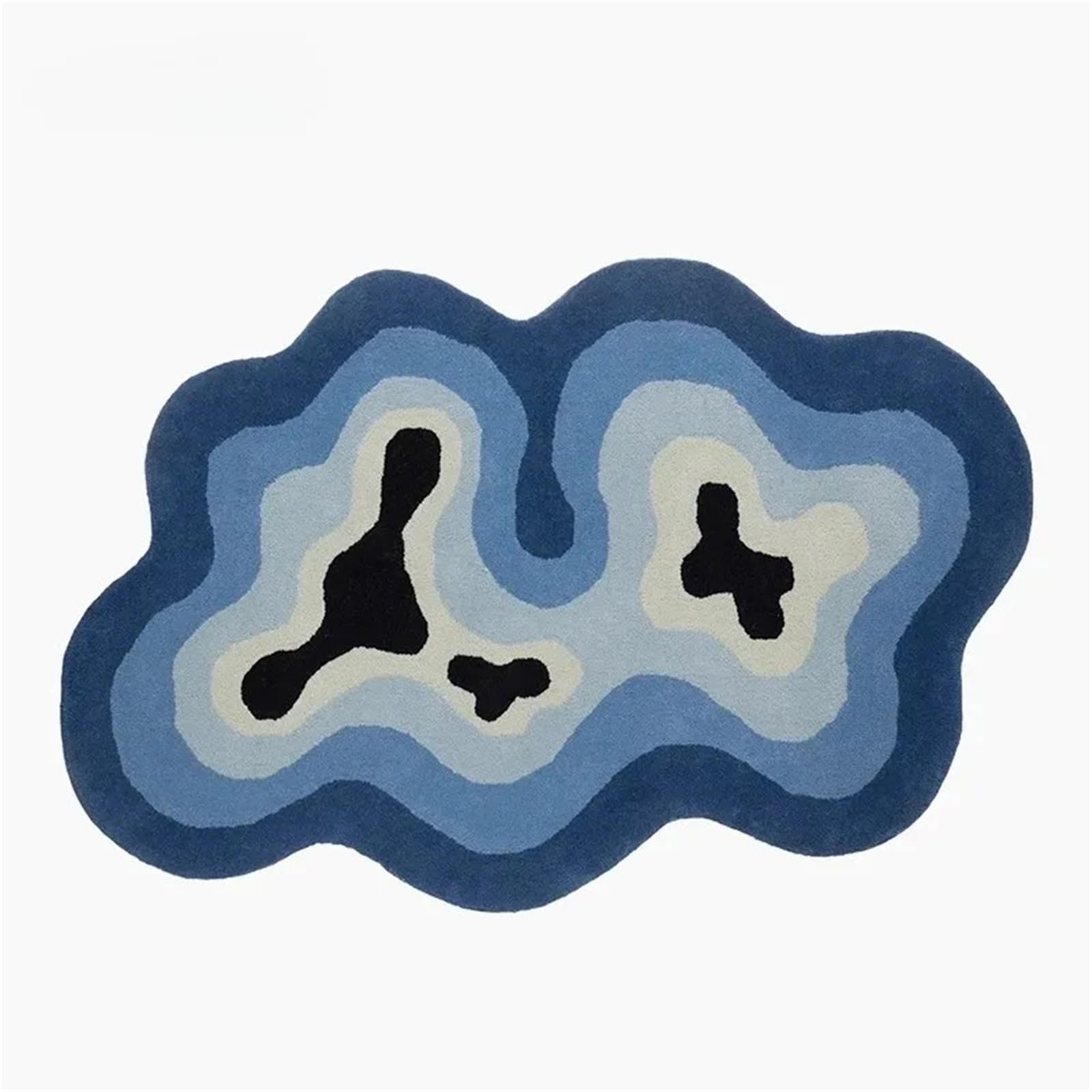 Tapis de salon moderne bleu 120x160 cm au design irrégulier chic