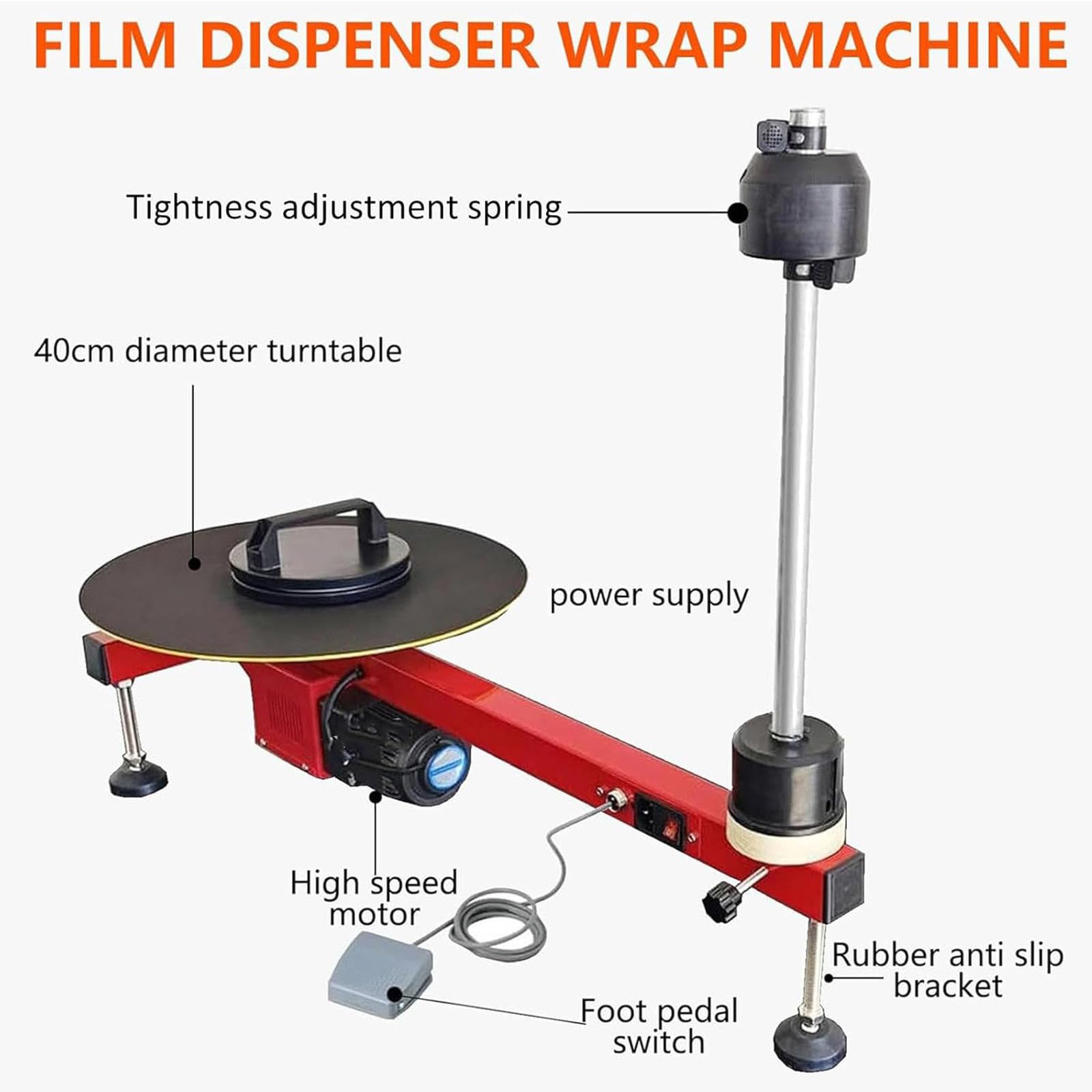 Dispensador de Film Estirable de Mesa, Máquina eléctrica de Embalaje de Film Estirable, Dispensador de Film Transparente para Rollo de Film Estirable Dentro de 70cm