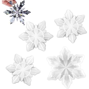 4 x Snowflakes Silicone Mould Christmas Pendant Resin Moulds for Epoxy Resin Casting Christmas Decoration Crafts DIY Gift