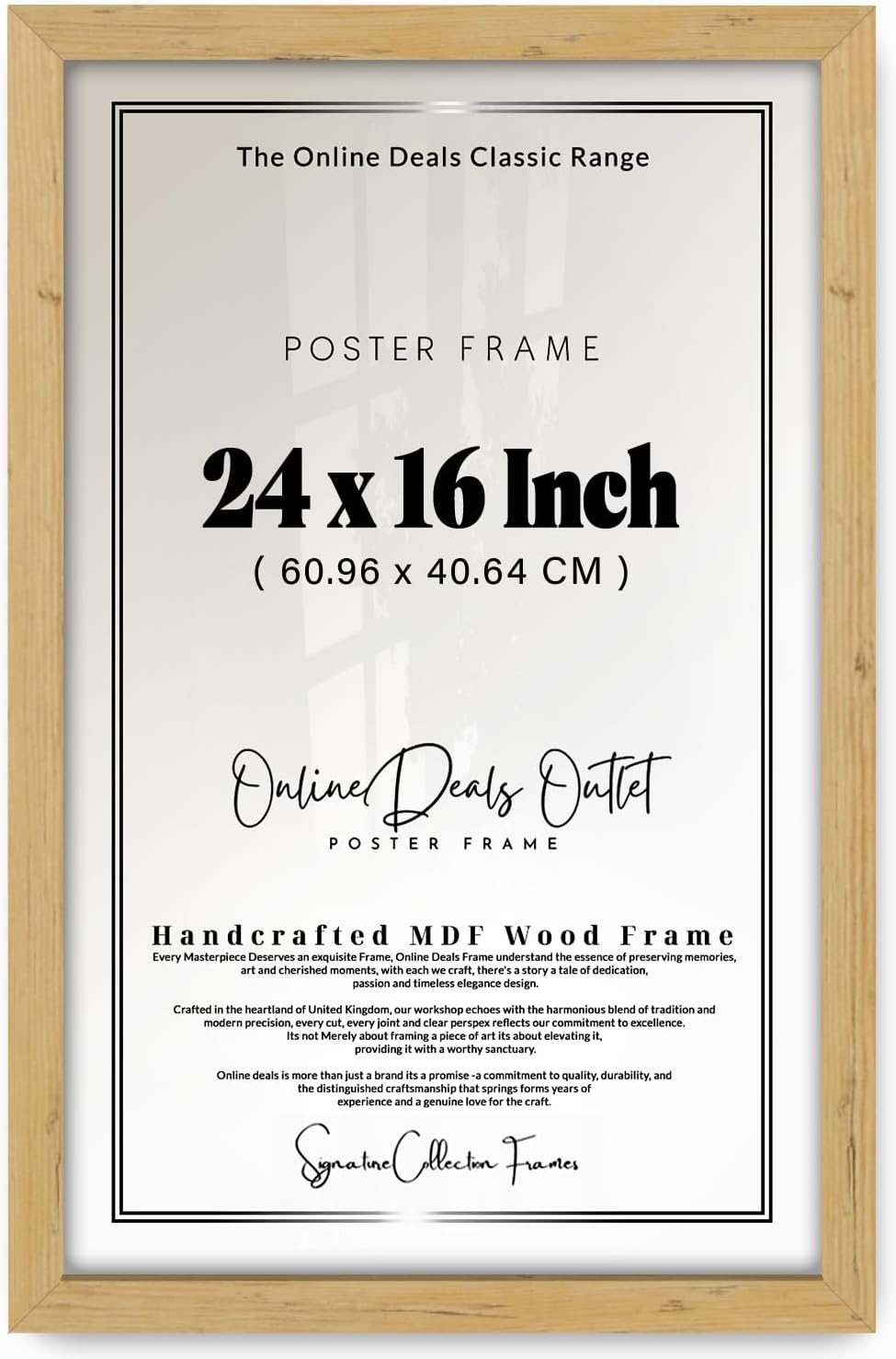 Online Deals | MDF Poster Frame (60.96 x 40.64 CM) 40.64 for Inspirational Quotes, Spiritual & Cultural Heritage Art, Elegant MDF Wood Finish, Secure Hooks [ Pine ]