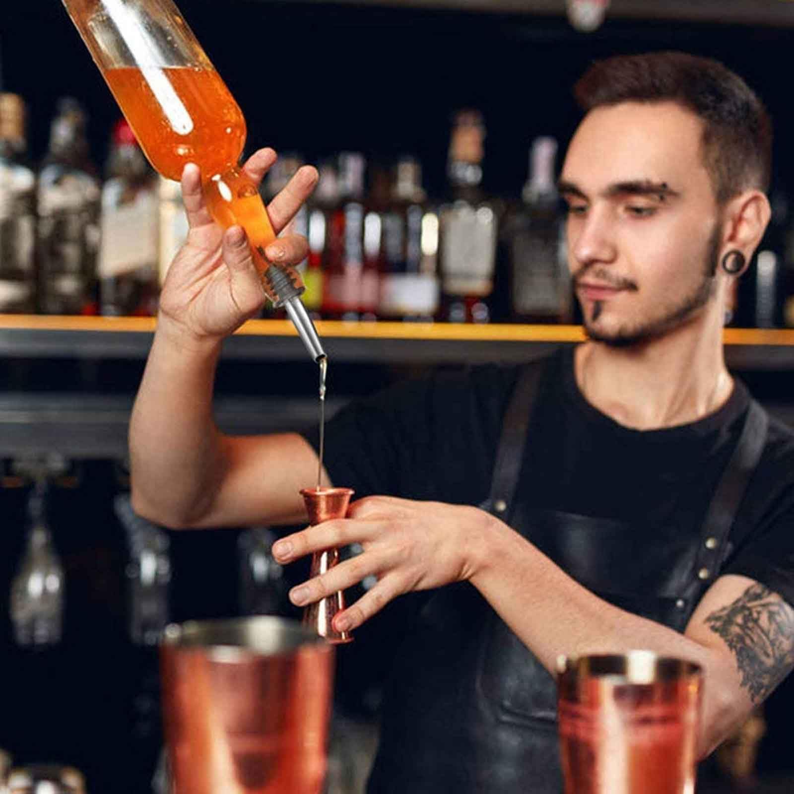 15 piezas de acero inoxidable vertedor de botellas de flujo libre, vertedor de licor, botella de licor de licor, vertedor de velocidad, boquilla cónica para botellas de aceite de oliva, café,