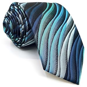 S&W SHLAX&WING Herren Krawatte Ripple Blau Mehrfarbig Seide Grün Lang Seide