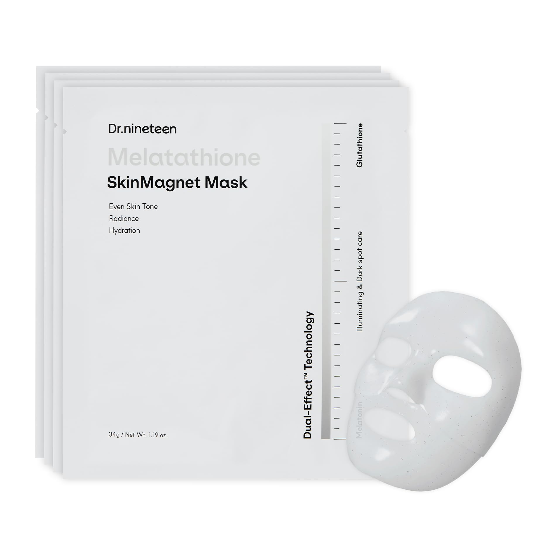 Amazon.com : Dr.nineteen Melatathione Skin Magnet Hydrogel Mask | Melatonin  + Glutathione + Vitamin Complex | Radiant & Even-Looking Skin Appearance