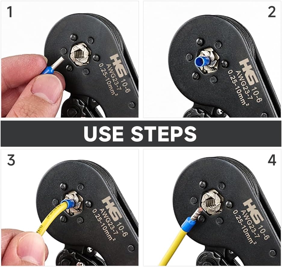 HKS Ferrule Crimping Tool Kit - Hexagonal Ferrule Crimper Plier (AWG 23-7) with Muti-use Wire Stripper & 1900Pcs Wire End-Sleeves Terminals Kit in Box