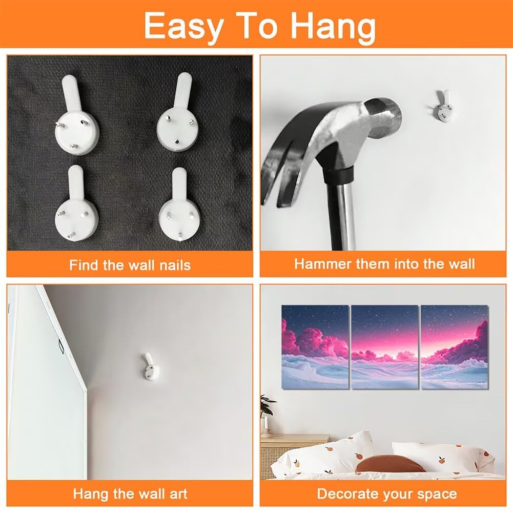 Wandbilder Winter 60x80cm, 3Pcs Leinwand Bilder Groß Wanddeko Wohnzimmer, Schnee Leinwand Bilder mit Rahmen, Moderne Wandbilder Wohnzimmer Poster Set mit Haken, Wanddeko Schlafzimmer Poster Set, -2282