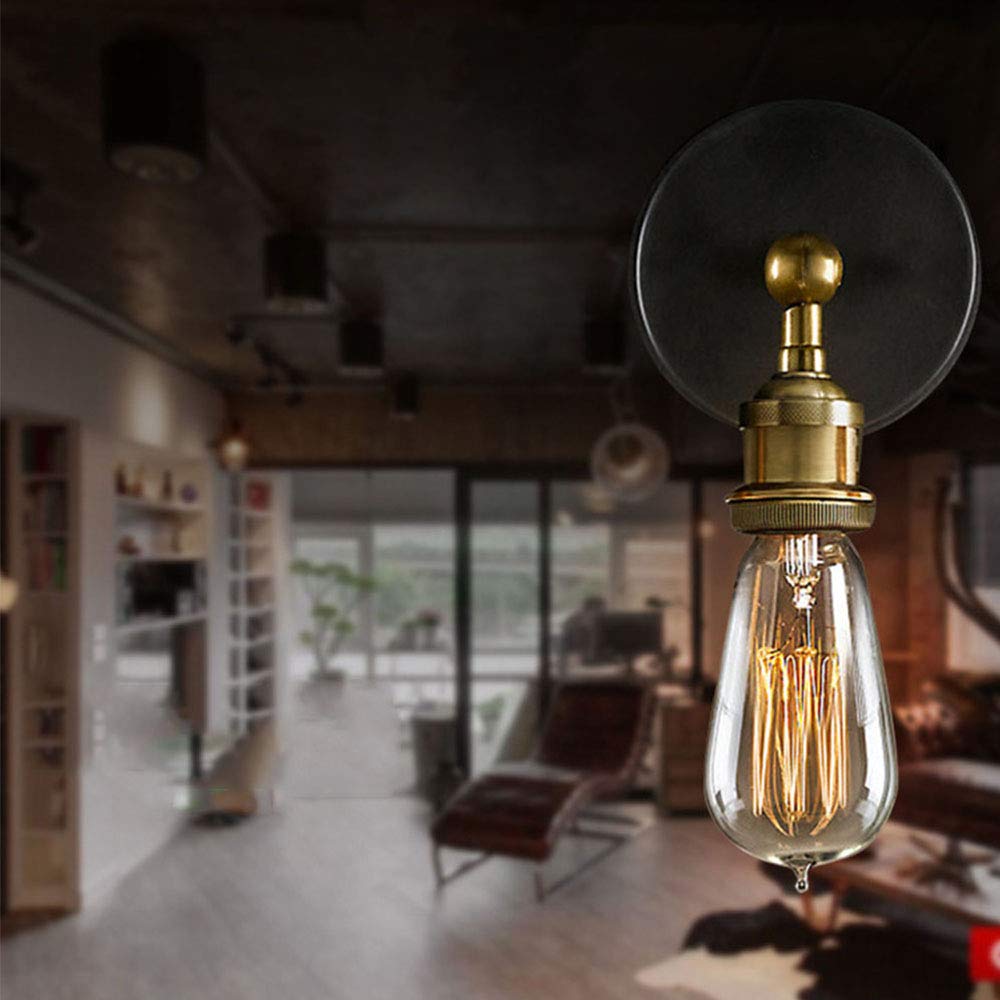 Apliques De Pared, Vintage Lámpara De Pared Con 22cm Pantalla De Hierro Iluminacion E27 Edison Luz Interior Para Dormitorio Pasillo Cafe Loft Oro 51991257