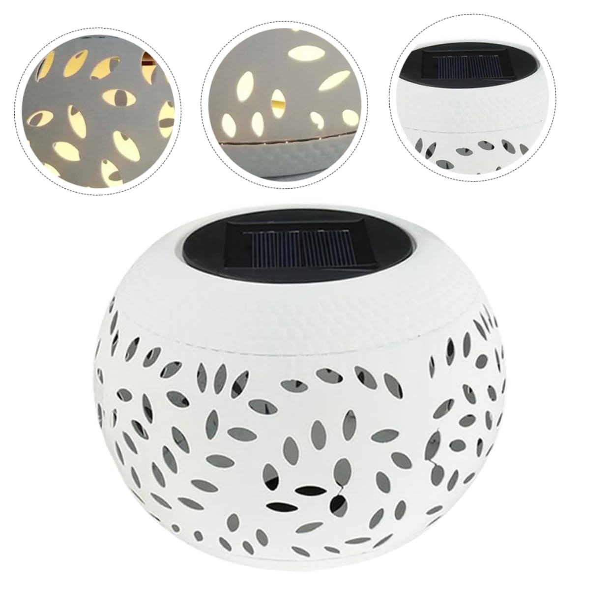 BESPORTBLE Lámpara Solar Diseño Hueco Original de Hierro Blanco para Exteriores Luz Decorativa Energía Solar para Jardín y Espacio al Aire Libre