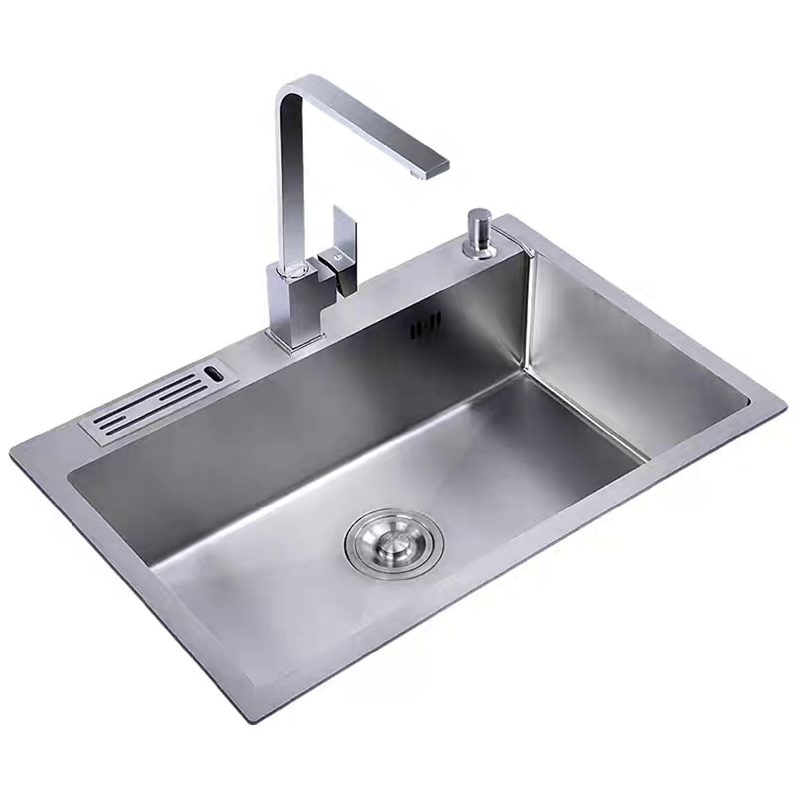 ZQFHSX Stainless Steel Kitchen Sink, Undermount and Topmount Single Bowl Sink,with hot Cold Water tap,for Room, Garage,Basement,Easy to Clean