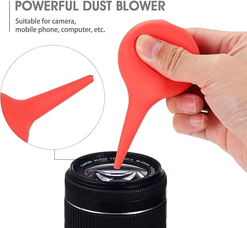 Miniatura 4 de EXCEART 1 bomba de polvo para soplador de aire, bola de mano, limpiador de polvo, para lente de cámara, reloj, teclado, limpiador de audífonos (rojo