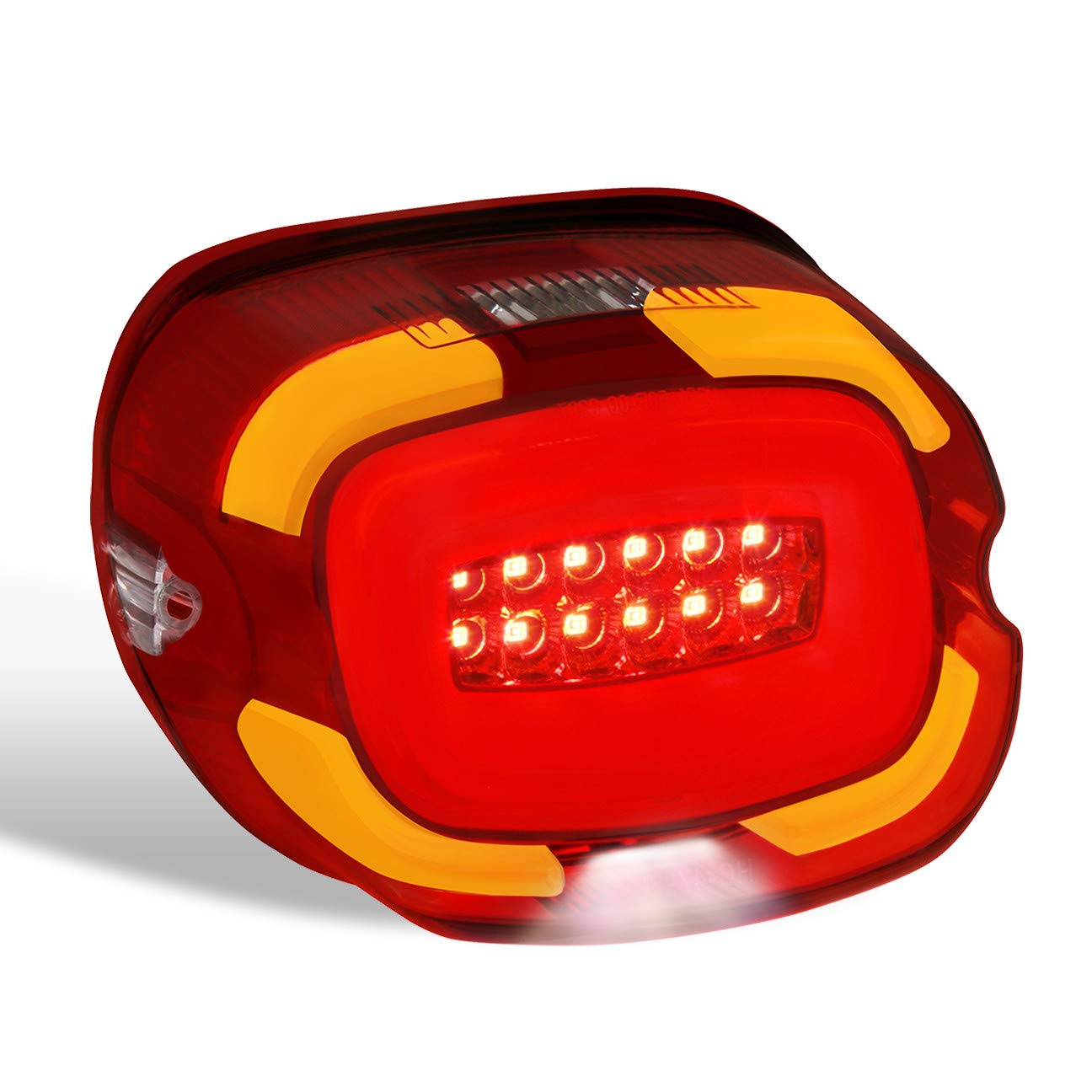 Red Lens Chrome Housing Integrated LED Bar Tail Light Lamps Bottom Tag Window for Harley Davidson Chopper Bike Bobber Fxdl Fxst Fxst Fxsts Fxstb Fxstc Flst Flstc Flstf Flsfb Flstfbs Flstsb Flhrc Flhtc