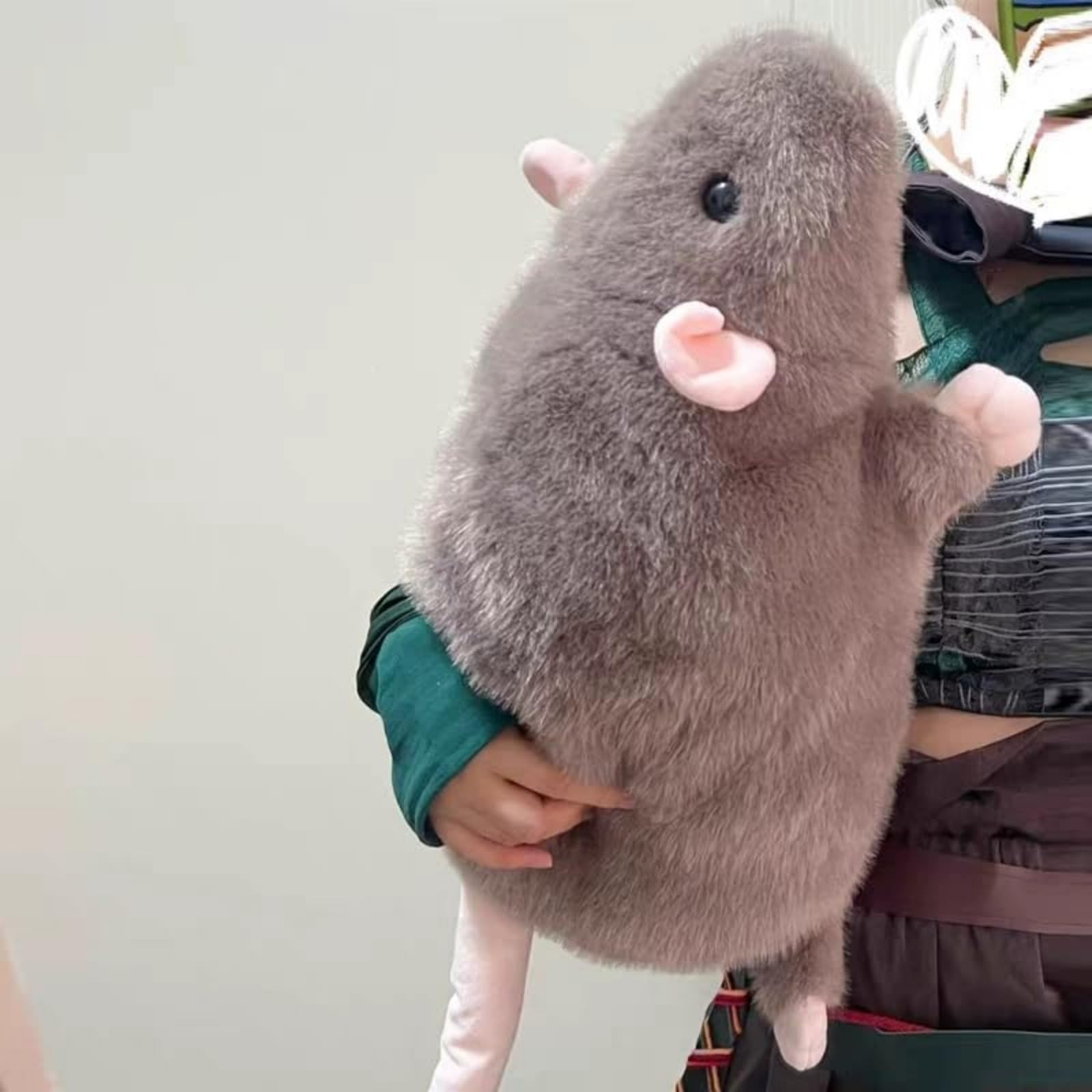 Extra Thicc Fat Rat Plush Toy, Super Soft Chubby Grey Mouse Plushie, Cute Cozy Huggable Animal Pillow for Kids, Teens & Adults (Brown, 50 CM)
