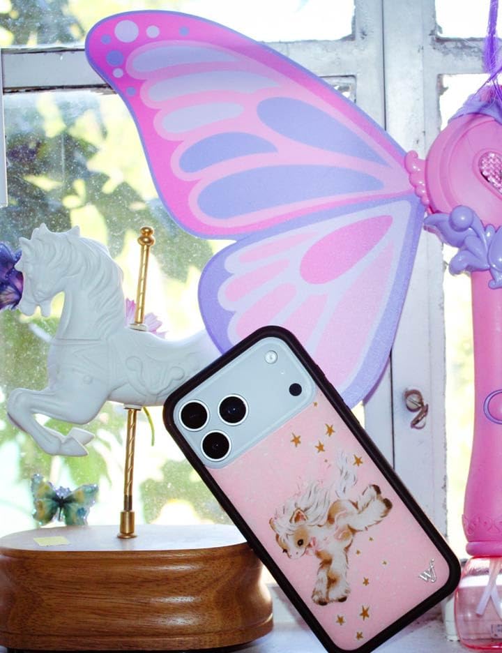 Wildflower Cases - Compatible with iPhone 17 | Protective Black Bumper, 4ft Drop Test Certified, Women Owned Small Business | Girls Pastel Pink Horse Aesthetic Cute Trendy | Pony Dreams