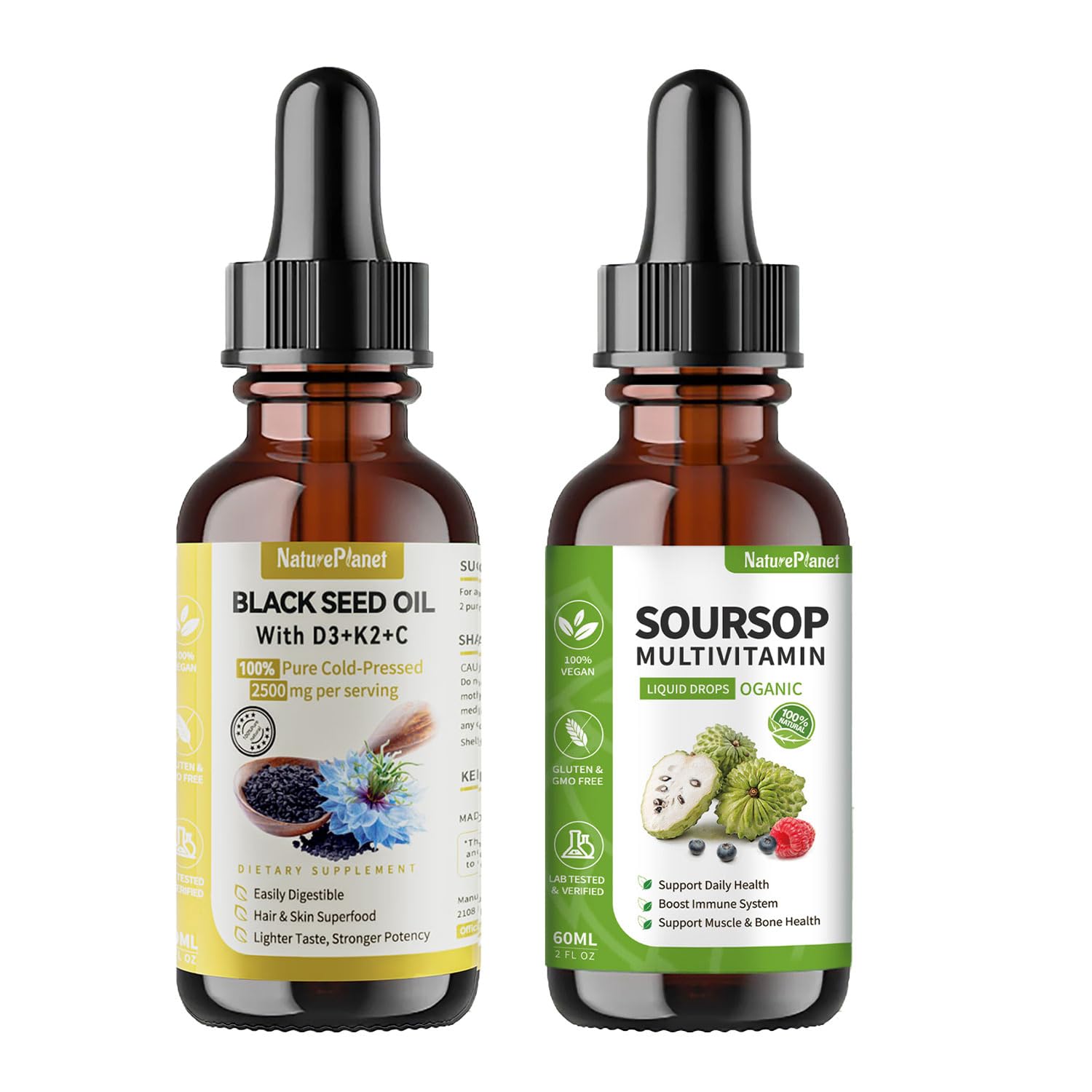 NaturePlanetSoursop Bitters Liquid & Black Seed Bitters Liquid, Vitamin Liquid
